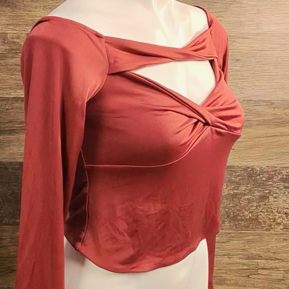 Meshki Rust Cutout Long Sleeve Blouse - Picture 6 of 6